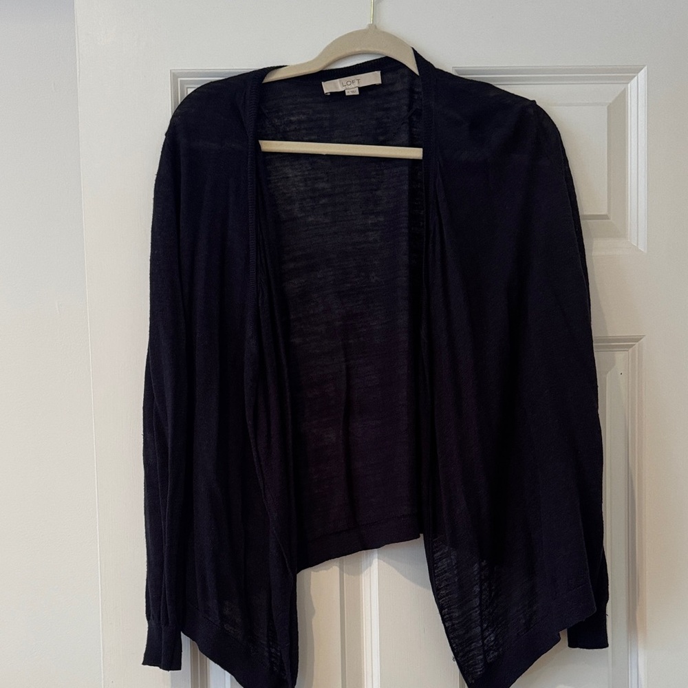 LOFT Dark Open-Front Cardigan